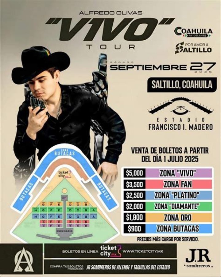 Alfredo Olivas en Saltillo cuándo, dónde y costo de boletos