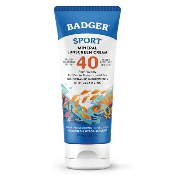 Badger Unscented & Hypoallergenic Clear Zinc Sunscreen Cream SPF 40, 2.