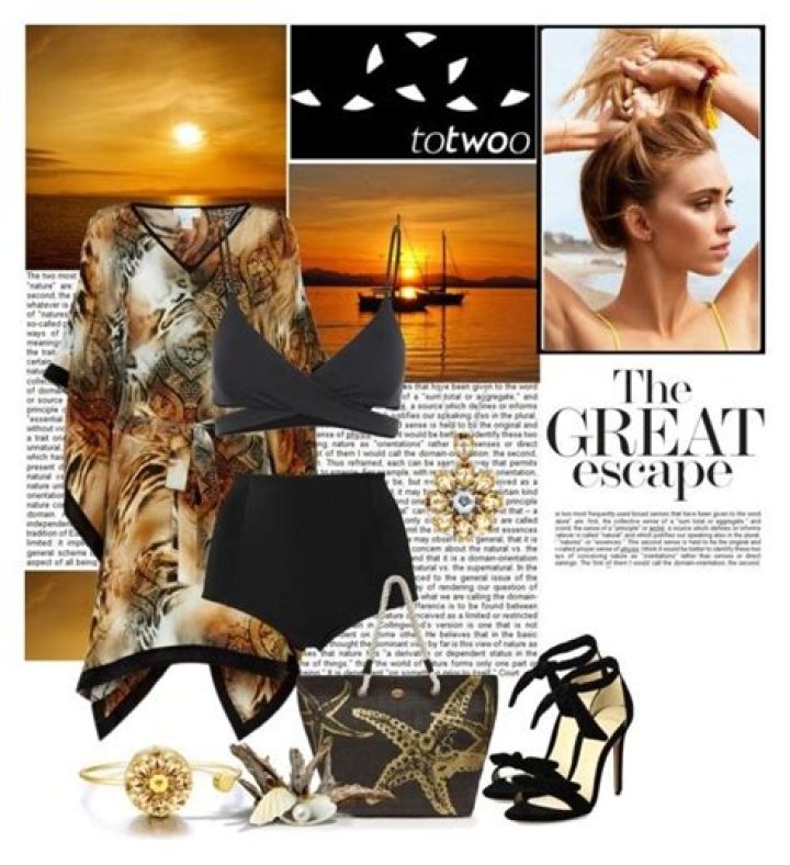 Beach At Sundown Elizabeth hurley beach, Elizabeth hurley, Polyvore