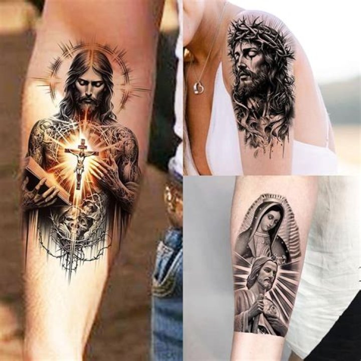 Christian tattoo. I'd like this smaller and with a white cloth maybe