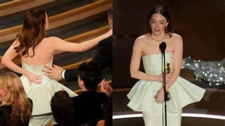 Emma Stone has wardrobe malfunction winning Best Actress at Oscars 2024