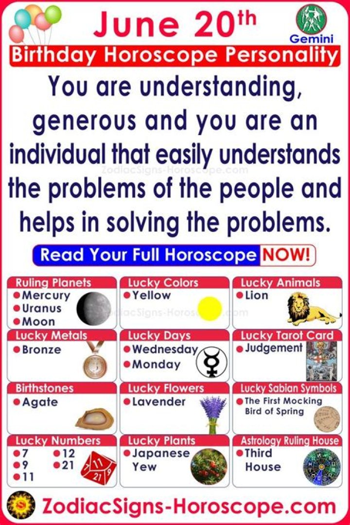 June 20 Zodiac Horoscope Birthday Personality