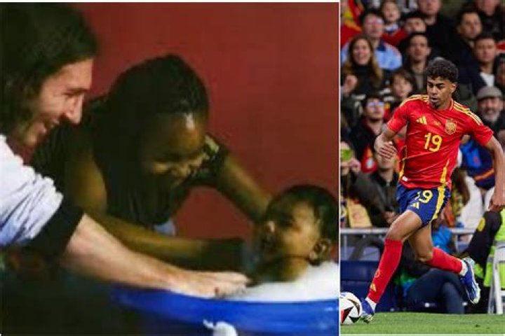 Lionel Messi bathed Spain and Barcelona prodigy Lamine Yamal as a baby