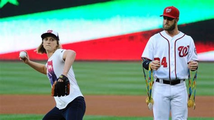 Olympic Swimmer Katie Ledecky Throws Out the First Pitch! Photo