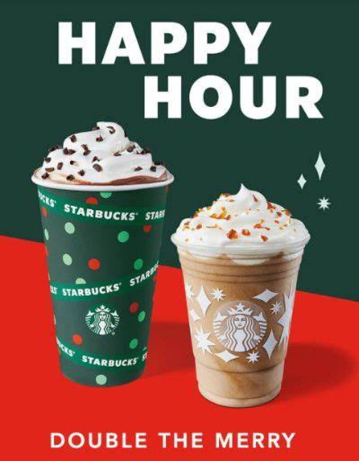 Starbucks Happy Hour For BOGO Holiday Menu Drinks Today