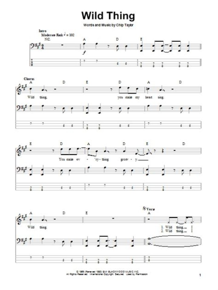 Wild Thing Sheet Music Direct